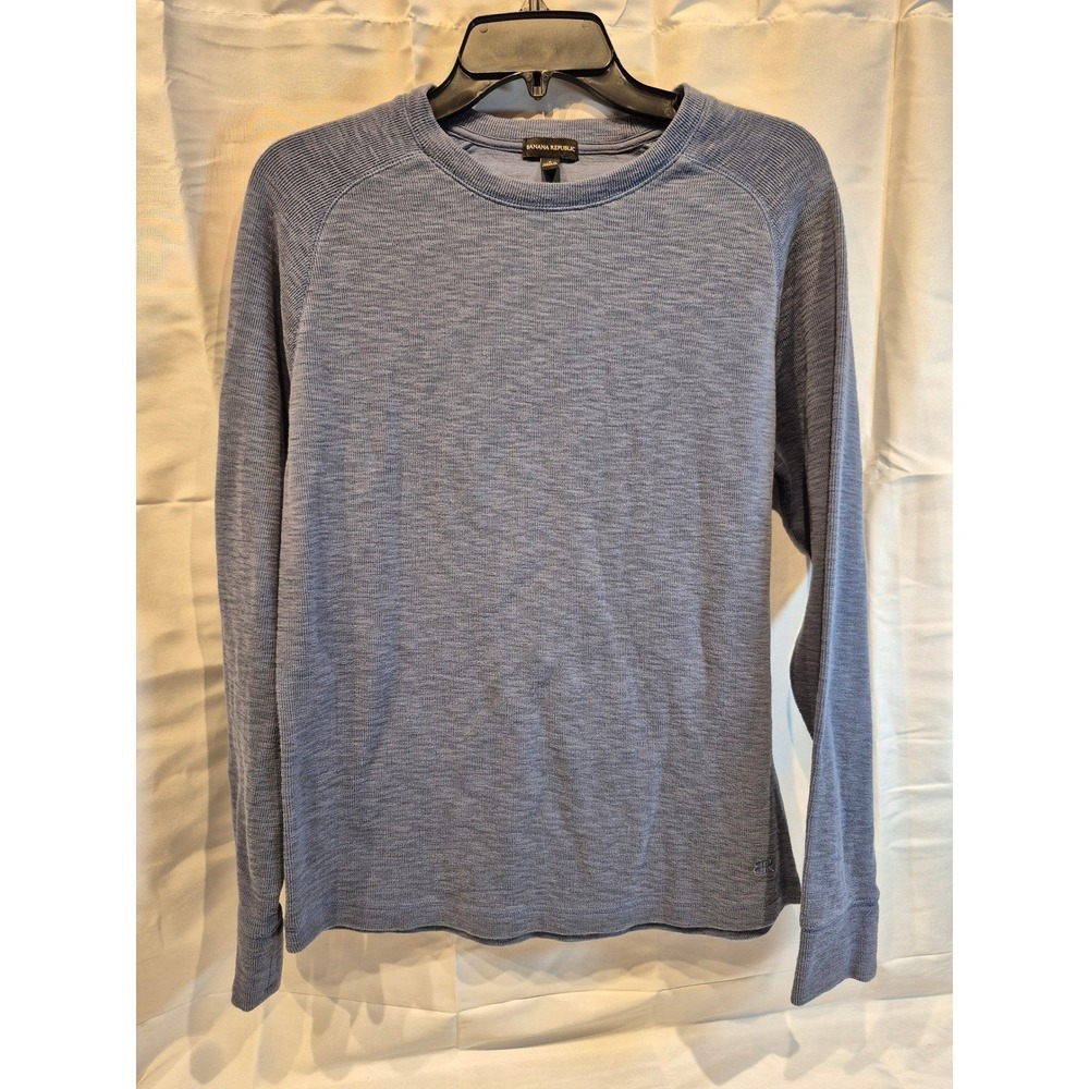 Banana Republic Mens‎ Blue Heathered Raglan Crewneck Sweater Small